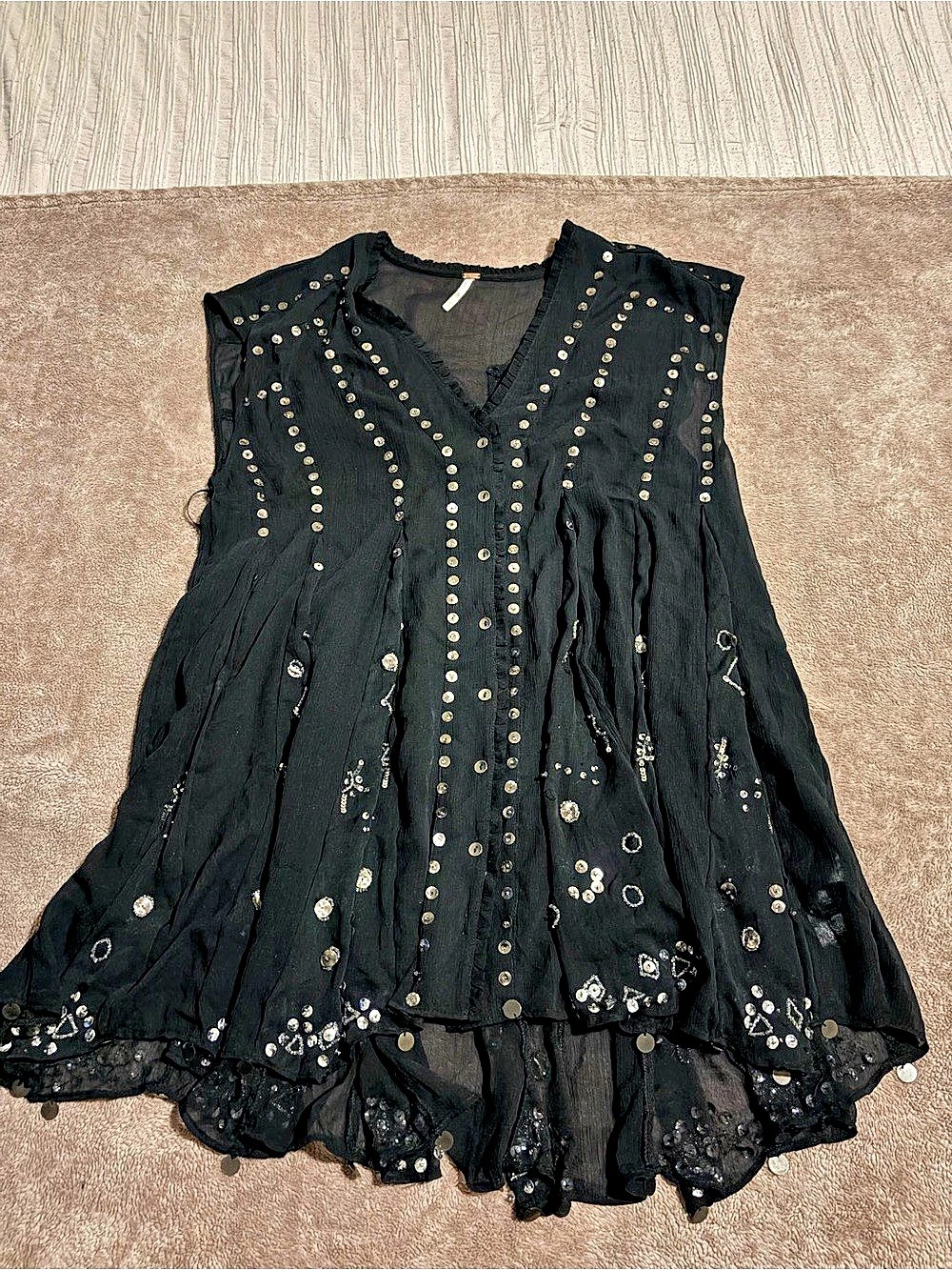 Free People Aston Mini Dress Black Embellished Mini Dress Size Small